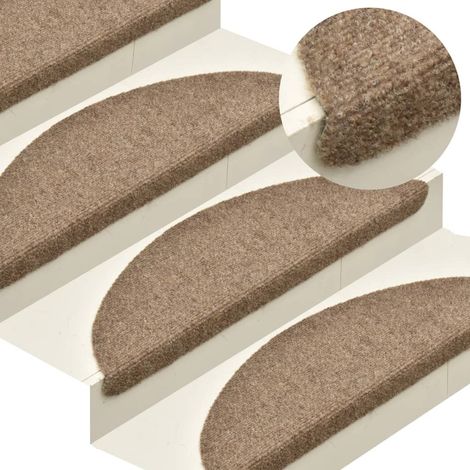 5 pcs Tapis autoadhésifs de marches, Tapis d'escalier, Marchettes D'escalier Crème 56x17x3 cm Aiguilleté MKS21254 (1/5)