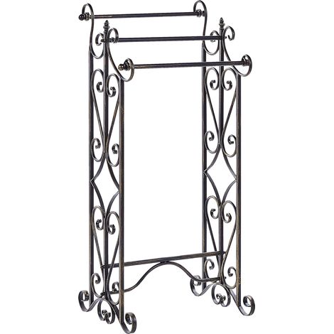 Echelle Porte-Serviettes pour Salle de Bains Accessoire Vintage en Métal Noir Chillan