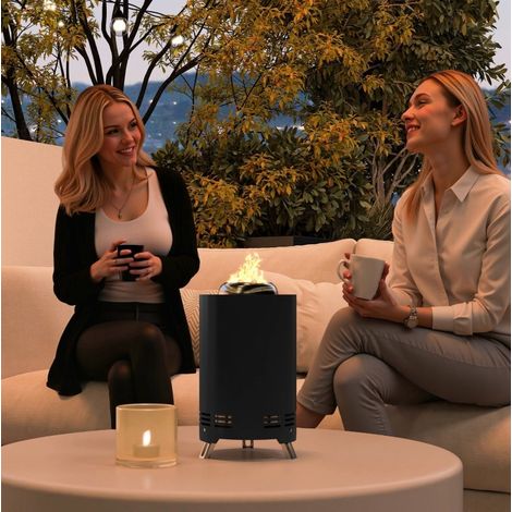 Feu de camping inox sans fumee mobile 16 cm noir compact OKMYHOME (1/4)