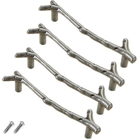 Set di 4 pomelli vintage in lega di zinco per cassetti, mobili, cassetti, case di campagna, cottage (96 mm, argento) (1/5)
