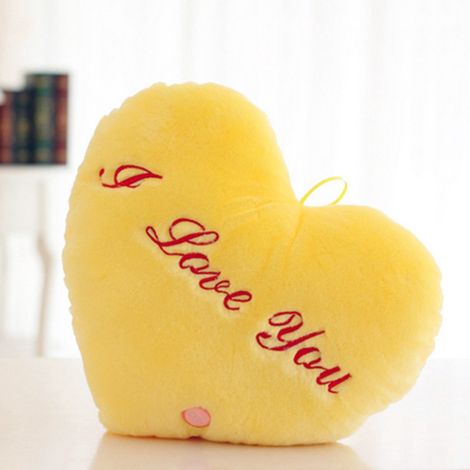 Coussin En Forme De Cœur - À LED - Pour Décoration Intérieure - Cadeau Pour Saint-Valentin - Jaune - 1 Pièce (1/3)