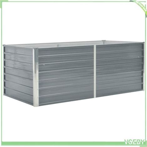 Jardinière rectangulaire - FAFEICY - 47011 - Acier galvanisé - 160x80x45 cm - Gris (1/5)