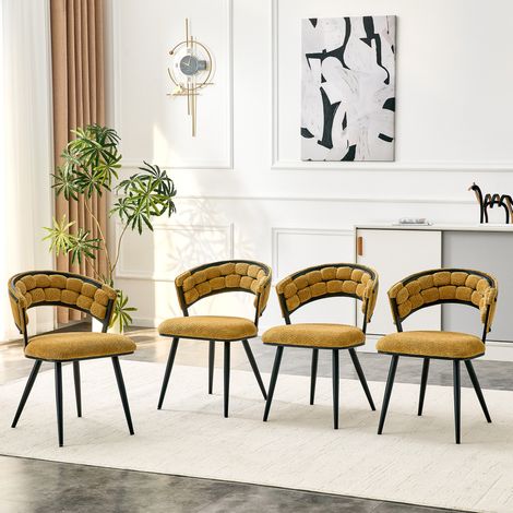 MEUBLIV Set di 2 sedie da pranzo 56x50x78 cm gialle in velluto e metallo (1/5)