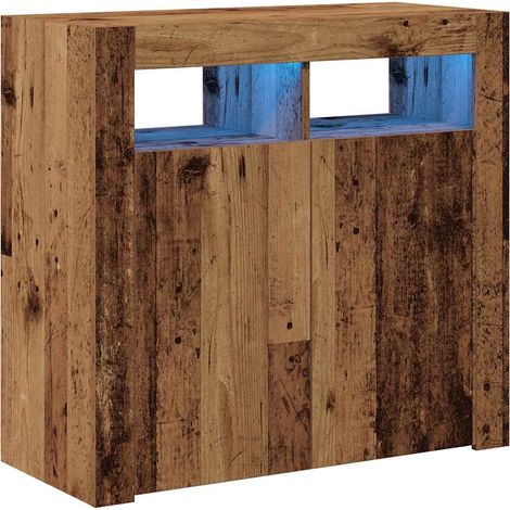 Sideboard with LED Lights Old Wood 80x35x75 cm Engineered Wood vidaXL