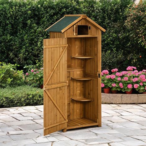 Armoire de jardin en bois avec étagères et fenêtre 77 x 54,2 x (1/5)
