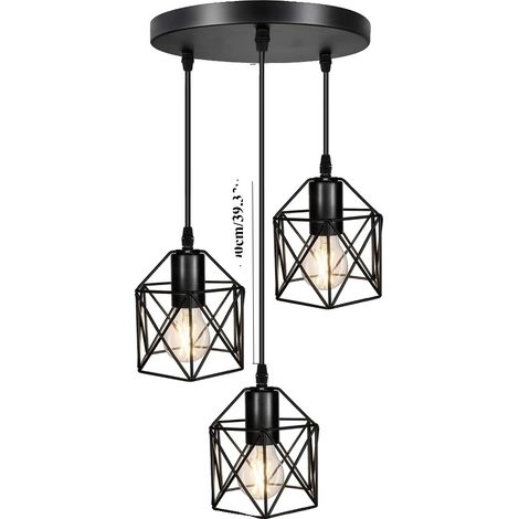 Suspension, Design Vintage, Luminaire 3 Lumières, 3-Lumière Rond, PAS D'AMPOULE-a (1/2)
