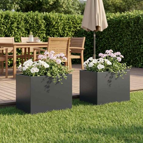 vidaXL Macetero de Jardín 2 uds. Gris antracita 40 x 30 x 30 cm (1/5)