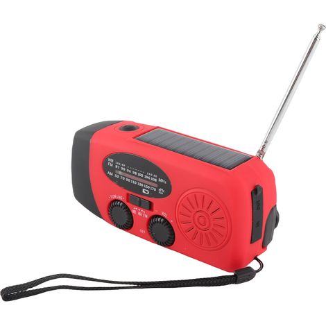 [JAMAIS UTILISÉ]Radio météo d'urgence à manivelle solaire 2000 mAh AM/FM avec batterie externe, chargeur solaire et manivelle, lampe torche LED intégrée et lampe de lecture. (1/5)