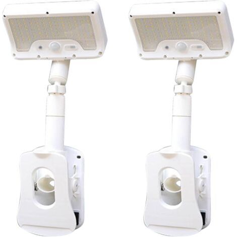 Lampada solare da esterno con supporto e sensore di movimento - ideale per patio, set da 2, bianca (1/4)