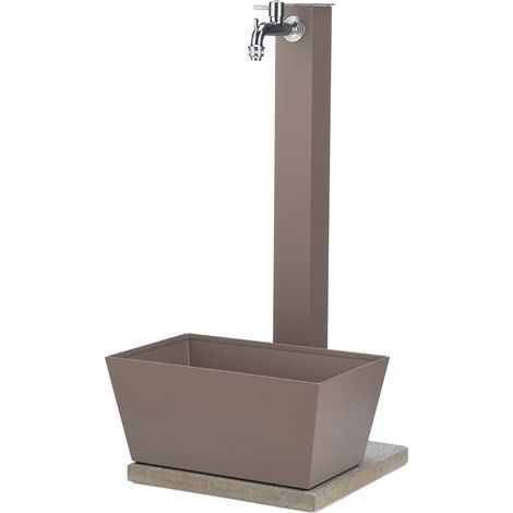 Fontana da Giardino con Rubinetto Vaschetta e Base Belfer 42/QVR Tortora