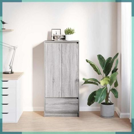 861648 Armoire tiroir sonoma gris 55,5x34x119,5 cm bois d'ingénierie (1/5)