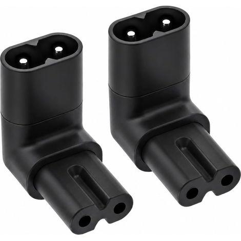 2PCS adaptateurs Secteur IEC C7 vers C8 avec coude C7, Angle Droit 90°, Adaptateur 2 Broches pour Ordinateurs, téléviseurs, projecteurs, imprimantes et Autres appareils électriques (1/5)