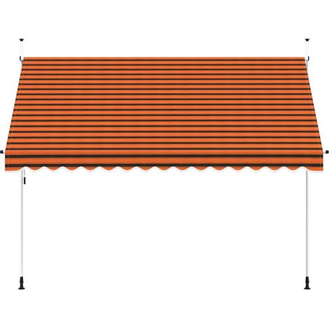 Auvent Marquise manuel rétractable, Store Banne pour Jardin Balcon Terrasse, 350 cm Orange et marron OIB2887E (1/5)