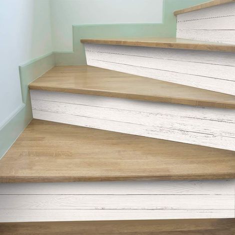 Contremarche escalier Autocollant Stickers bois clair 100X18cm 14Pcs Artificiel Peu Profond Altéré Autocollant Stickers Carrelage Imperméable d’escalier Murales Auto-Adheisve (1/5)