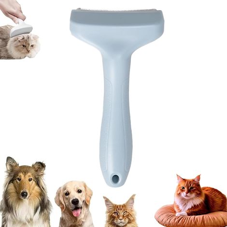 Peigne à dents en V pour animaux de compagnie - Brosse de toilettage confortable pour chiens et chats, efficace pour éliminer les poils morts, bleue-AquaForge (1/5)