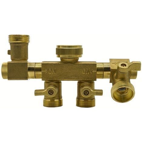 Inverseur 4 Voies en Laiton – Filetage Femelle 1/2" et 3/4", Connecteur en Y BSP avec Rotation à 360° pour Tuyaux et Robinet-Chrom (1/5)