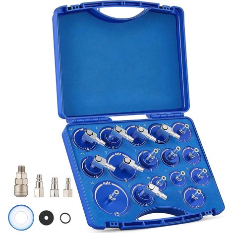 Kit de purge de frein à cylindre principal, kit de 17 adaptateurs de purge de frein, matériau en aluminium, kit de purge de pression de frein avec raccord rapide (1/5)