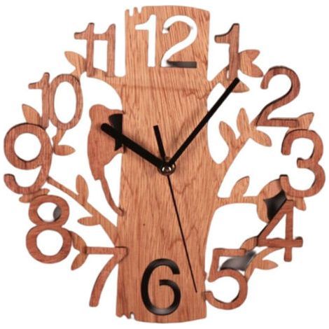 Horloge murale silencieuse en forme d'arbre, idéale pour la décoration du bureau, du salon ou de la chambre. (1/4)