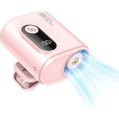 Ventilateur portable compact avec pince pour ceinture – silencieux et puissant, idéal pour l’extérieur, les voyages ou le bureau – couleur rose