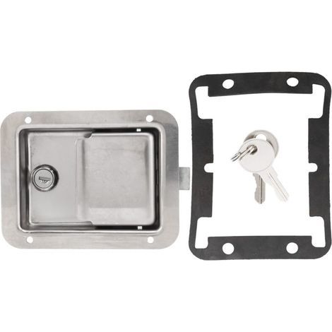 Cadenas de coffre à outils en acier inoxydable, loquet de poignée pour camping-car, avec 2 clés, pour remorque ou camion. (1/5)