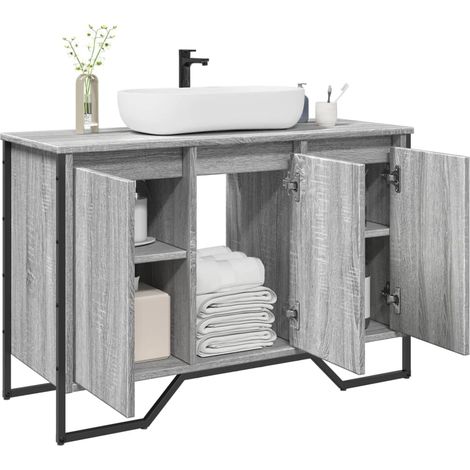 Waschbeckenunterschrank Grau Sonoma 91x35x60 cm Holzwerkstoff