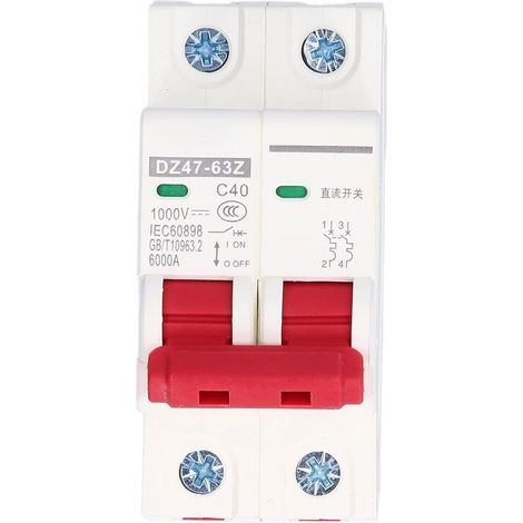 Zoternen – Disjoncteur bipolaire DC 1000V 40A – Déclenchement magnétothermique – Installation sur rail DIN 35 mm – Protection contre surcharges et courts-circuits - DZ47-63Z-2P (1/5)