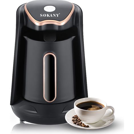 SOKANY Türkische elektrische Kaffeemaschine mit 250 ml/1 Tasse Fassungsvermögen, Einzelportions-Espresso, 600 W, Aufheizzeit 5 Minuten, Anti-Tropf-Induktionsfunktion