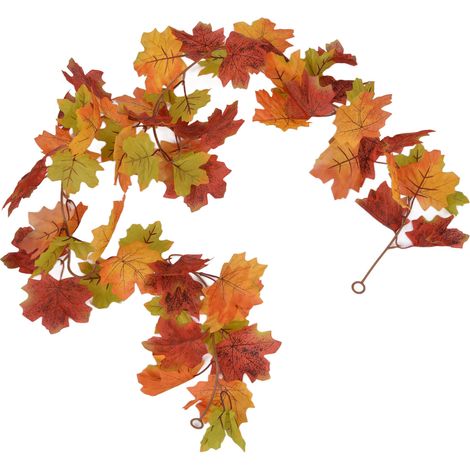 Dekorative künstliche Ahorngirlande, Herbstlaubgirlande, Dekoration für Thanksgiving und Halloween, künstliche Ahornrebe, doppeltes Ahornblatt, Rattan Typ A (1/5)