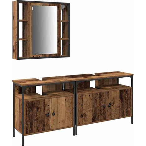 Maison Exclusive - Unità da Bagno con lo scaffale 3 pcs Marrone Legno multistrato