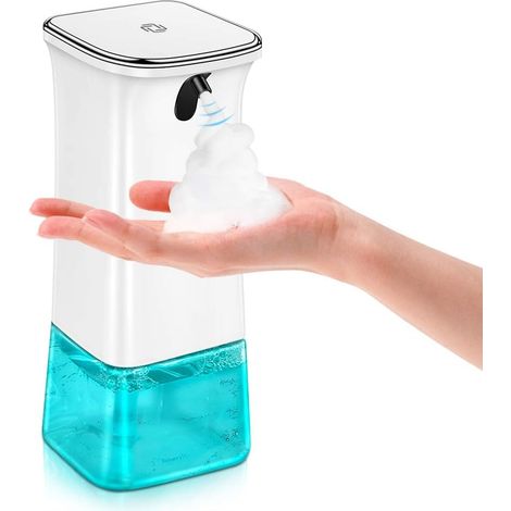 Distributeur automatique de savon mousse, distributeur de savon de 350 ml avec capteur intelligent sans contact pour la cuisine, la salle de bain ou le bureau (blanc) (1/5)