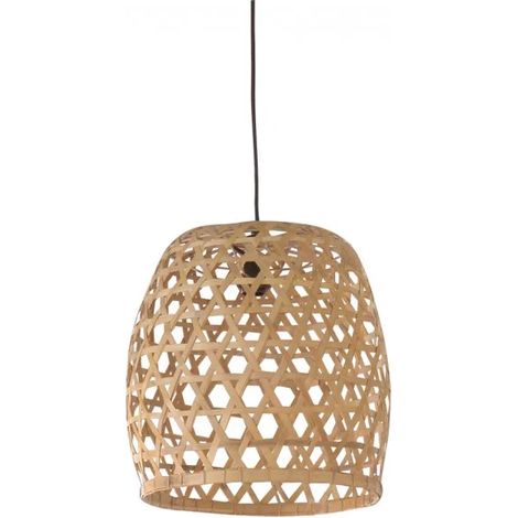 Suspension en bambou Ø 42 cm – Hauteur 43 cm – Cordon 150 cm – Culot E27 – Fabrication artisanale – Lumière douce et chaleureuse – Meubletmoi (1/2)