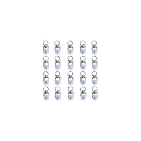 20 pcs Roue de Poulie en Métal, Rouleaux de Rail,Rouleaux de Tringle à Rideaux GlissièRes, Poulie Silencieuse, Rail de Rideaux FenêTre Double Rail Rouleau, pour Tringles à Rideaux H256