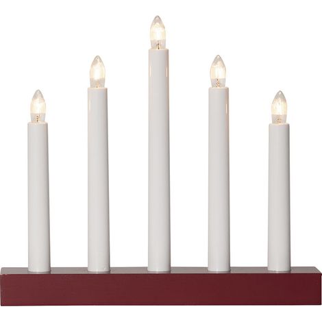 Dezenter Fensterleuchter ,Inez' in Weiß-Rot, 5-flammig, austauschbare E10 Leuchtmittel, Netzbetrieb, B 26,5cm (1/4)