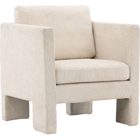 Fauteuil en Tissu bouclette et Médium (MDF) - Écru - RAGUSA (1/5)