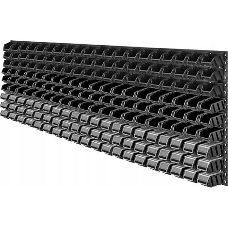 KADAX Werkstattwandregal, Wandplatten, 232 x 78 cm, Schwarz, 180 tlg.