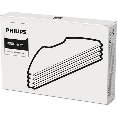 Philips Panni lavaggio per Robot HomeRun Aqua Serie 3000 – 4 pezzi, lavabili e riutilizzabili, in microfibra, compatibile con XU3000 e XU3100 (XV1430/00) (1/3)
