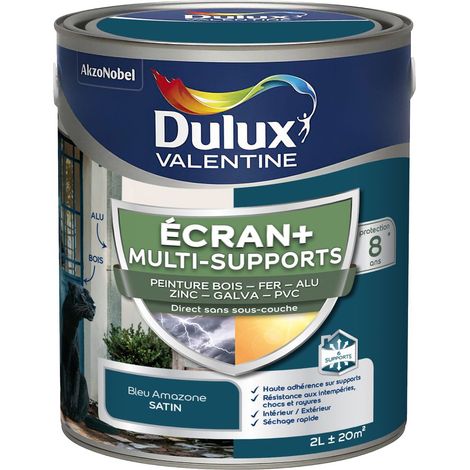 ECRAN+ MULTI-SUPPORTS EXTERIEURE - Peinture en Phase Aqueuse Éxtérieur - Satin Bleu Amazone 2 L - Dulux Valentine