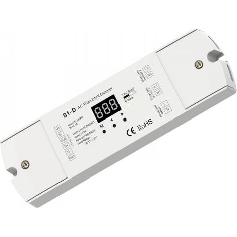 Dimmer DMX512 Triac 2 Canali per Lampade LED Dimmerabili 220V Taglio di Fase, Driver Triac, Alogene e Incandescenza, 1A/CH, RDM, S1-D