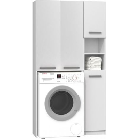 KARLI - Ensemble salle de bain style moderne - 96x30x183 - 4 portes+2 tablettes (1/3)