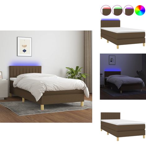 Boxspringbett mit Matratze & LED Dunkelbraun 90x190 cm Stoff - Boxspringbett - Doppelbett - Lattenrost - Bettsofa - Schlafsystem (1/5)