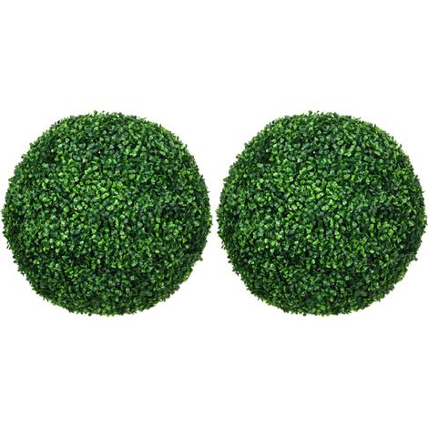 Lot de 2 boules de buis artificiel, 50 cm, plantes artificielles en plastique, fausses plantes pour salon, chambre, bureau, jardin, décoration moderne, cadeau