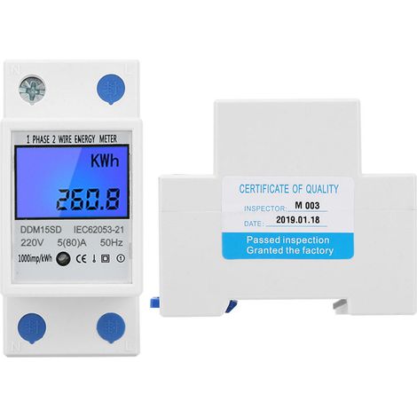 Einphasiger digitaler LCD-Energiezähler 5-80A mit hintergrundbeleuchtetem Display DDM15SD (1/5)