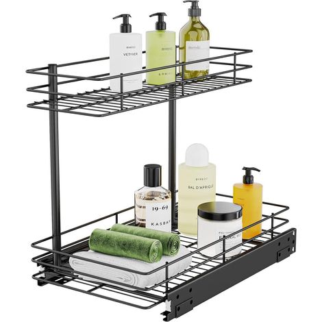FANHAO 2 Ebenen Unter Spüle Regal Metall Schwarz Küche Bad Aufbewahrung (1/5)