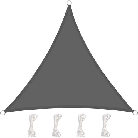 Voile d'ombrage Triangulaire, Résistant et Respirant pour Jardin Terrasse Camping Fête Piscine, Anti UV, avec Corde (5x5x5m, Gris) (1/5)