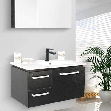 Robinet Noir Mat Cuivre Mitigeur Lavabo Salle de Bain Robinet Eau Chaud Froid Mate Bassin Robinetterie élégante et design rétro (1/2)