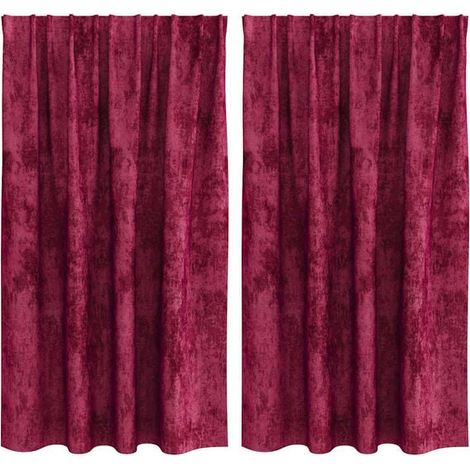 Ensemble de deux rideaux en velours bordeaux, 140 x 140 cm (1/5)