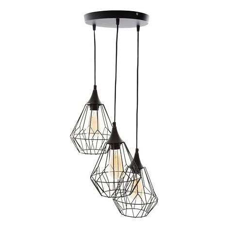 Atmosphera – Suspension x3 métal filaire noire – Hauteur 80 cm – Diamètre 24,5 cm – Douille E27 – Puissance max 3 x 25W pour éclairage intérieur (1/10)