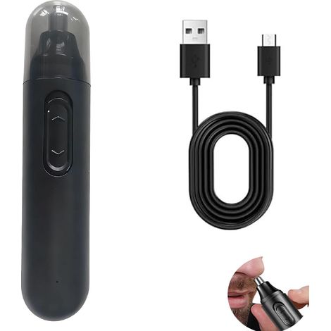 USB Rechargeable Nose Hair Trimmer with Double Blades for Eyebrows, Ears and Face, Painless Cutting for Men and Women, Compact and Lightweight Design (1/5)