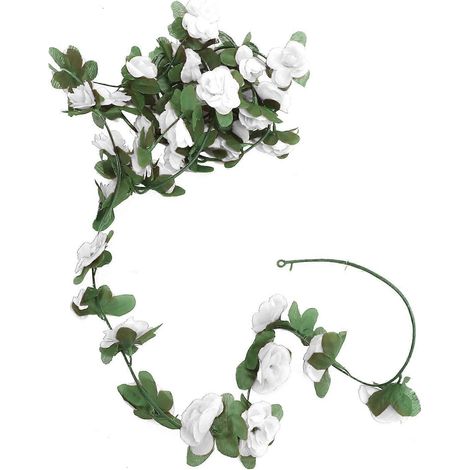 Guirlande de roses artificielles blanches décoratives (lot de 5) (1/5)