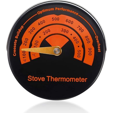 1 pièce de thermomètre de poêle magnétique, thermomètre de cheminée, thermomètre de four, thermomètre de four, thermomètre à brûleur rond, adapté au barbecue et au feu rôti.
